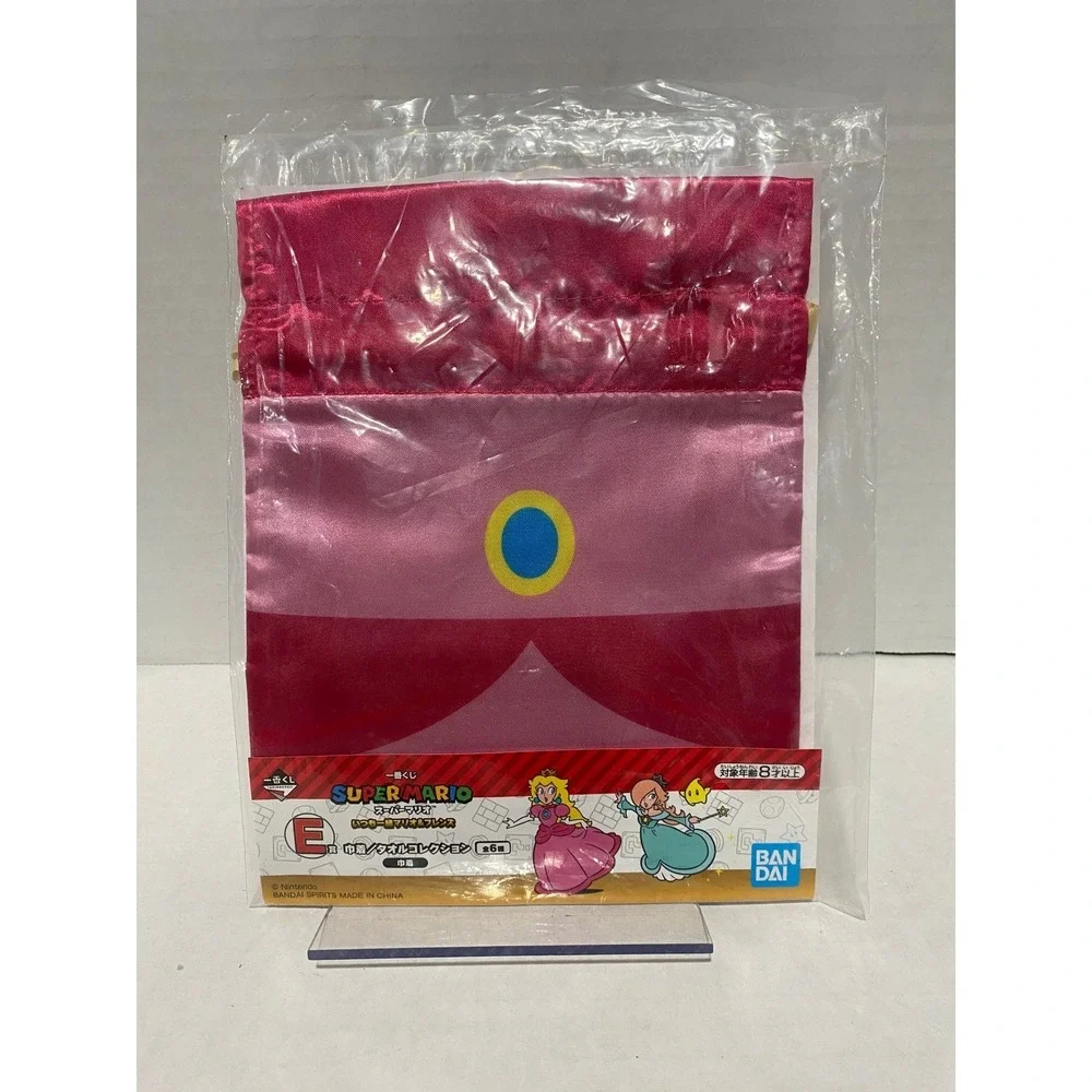 Bandai Drawstring Pouch Super Mario Princess Peach Pink Satin Ichiban Kuji